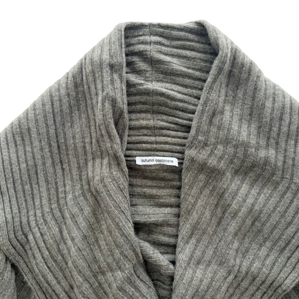 Autumn Cashmere Green Ribbed Sweater Medium Open Wrap Cocoon Cashmere Wool - Picture 2 of 8